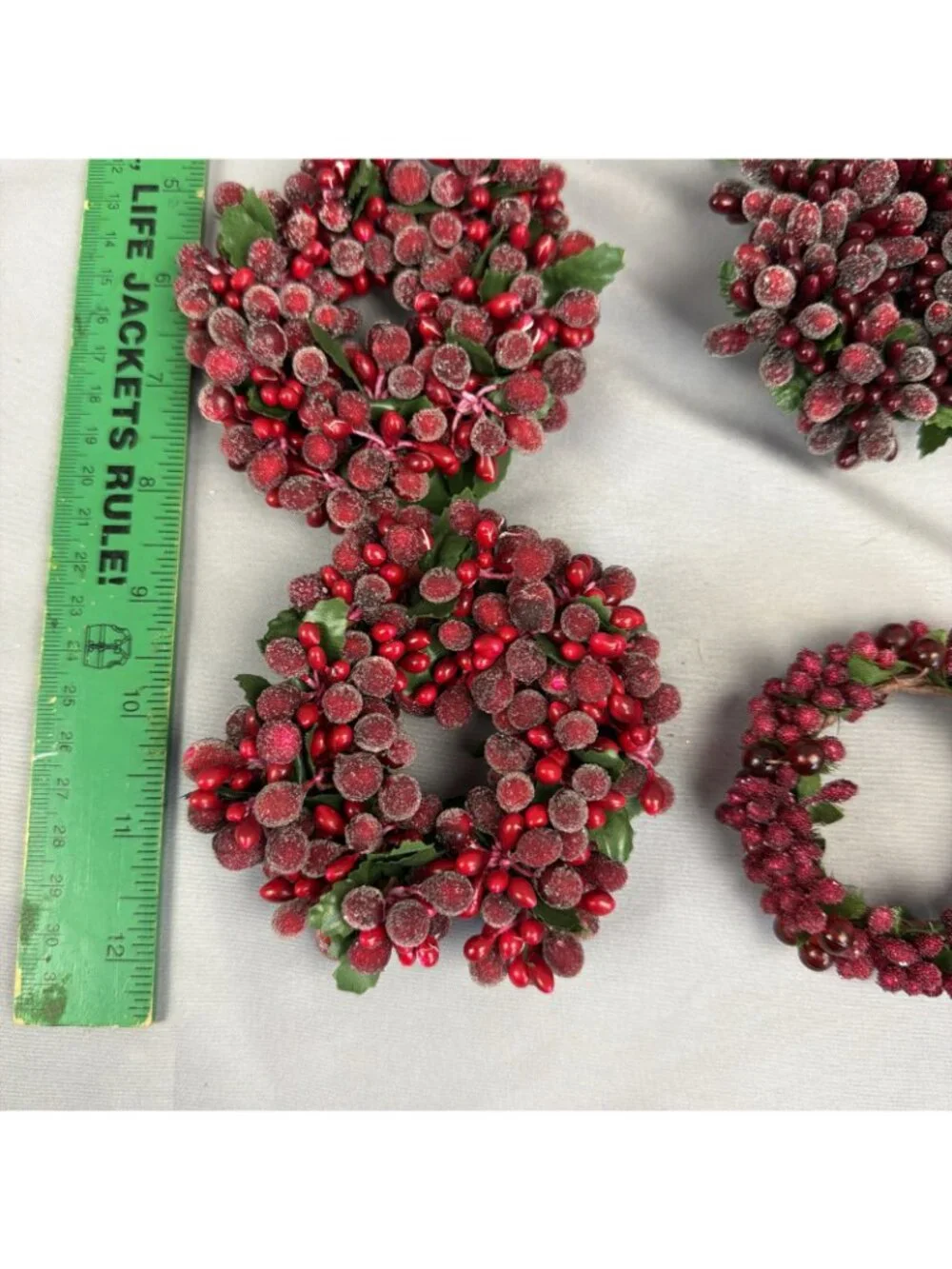 Lot Vintage Christmas Candle Rings Sugar Bead Cranberries Frosted Sugared Fruit